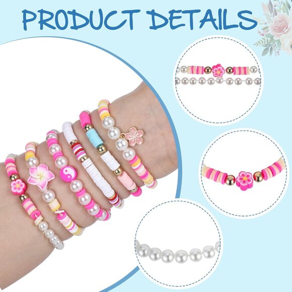 24 Pcs Bohemia Hawaiian Plumeria Beaded Friendship Bracelets for Women - Picture 3 of 4